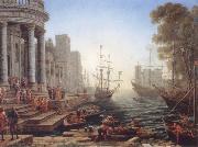 Claude Lorrain Seaport with the embarkation of Saint Ursula oil painting reproduction